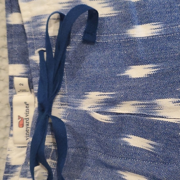 Vineyard Vines Blue/White Tie Dye Drawstring Button Fly Cotton Shorts 2 (#20) - Picture 2 of 4